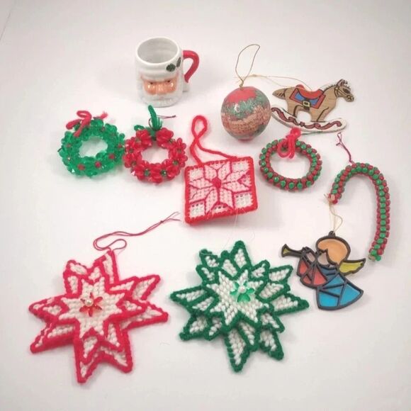 Vintage Christmas Ornaments and Santa Claus mug Lot of 11 - Picture 1 of 14
